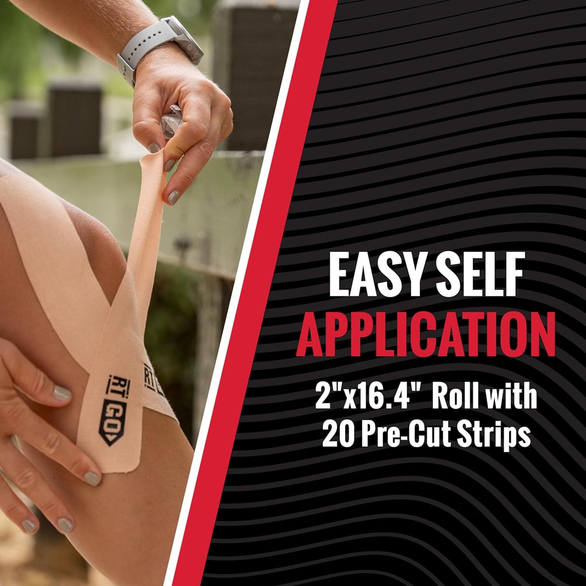RockTape Go Extra-Sticky Adhesive Pre-Cut Kinesiology Tape