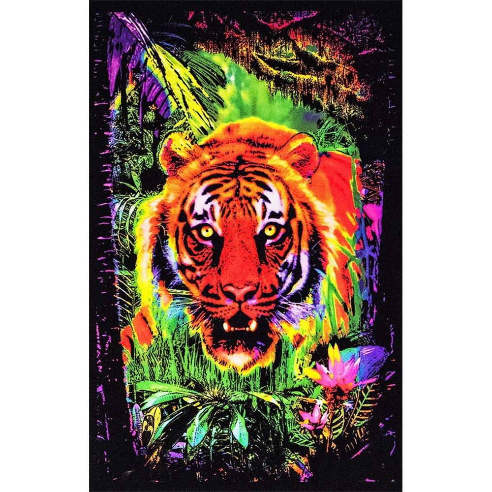 Opticz Jungle Tiger Blacklight Reactive Poster Blacklight Poster ...