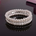 thumbnail image 5 of UDIYO Women's Fashion Elegant White Faux Pearls Rhinestone Stretch Bangle Bracelet, 5 of 5