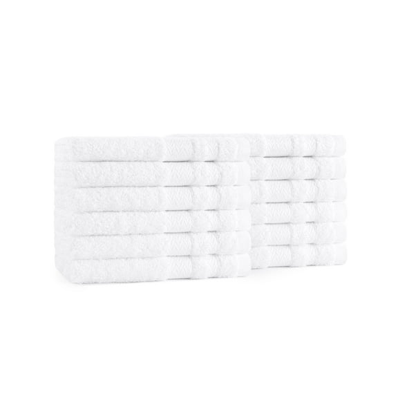 Arkwright Magellan 13x13 Washcloths (Pack of 12), Soft Ring Spun Cotton, White