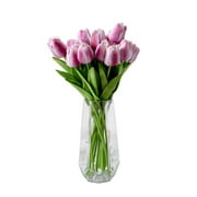 JeashCHAT 10 Pcs Artificial Tulips Flowers 13.4" Bulk Tulips with Long Stems Bouquet Fake Flowers for Vase Centerpieces Home Wedding Decor, Pink
