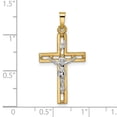 thumbnail image 2 of 14k Two-tone Gold Polished Solid Inri Crucifix Pendant Necklace 32.9x16.7mm Wide 2.22mm Thick Pendant for Women, 2 of 2
