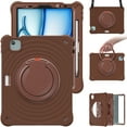 thumbnail image 2 of Dteck Case for iPad Air 11 inch 2025/2024,Heavy Duty Silicone + PC Case Built-in Pencil Holder Shockproof Handle Grip Kickstand Cover with Shouldler Strap for iPad Air 11-in. M3/M2,Chocolate, 2 of 9