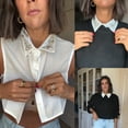 thumbnail image 3 of Czzoypi Faux Col de Noël, Col Détachable à Carreaux Rouges avec Strass pour Femmes, Fausse Chemise/blouse Festive Dickie avec Strass Étincelants pour Fête des Fêtes Bureau, Blanc, 3 of 5