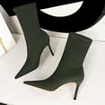 thumbnail image 6 of Roncen Women's Stretch Lycra Ankle Boots - Slim High Heel Pointed Toe Slip-on Casual & Minimalist Fashion Boots with Elastic Comfort, 6 of 9