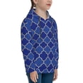 thumbnail image 3 of Kll Unisex Kids Boys Girls Hooded Pocket Pullover Hoodies-Blue Gold Grid Lantern, 3 of 9