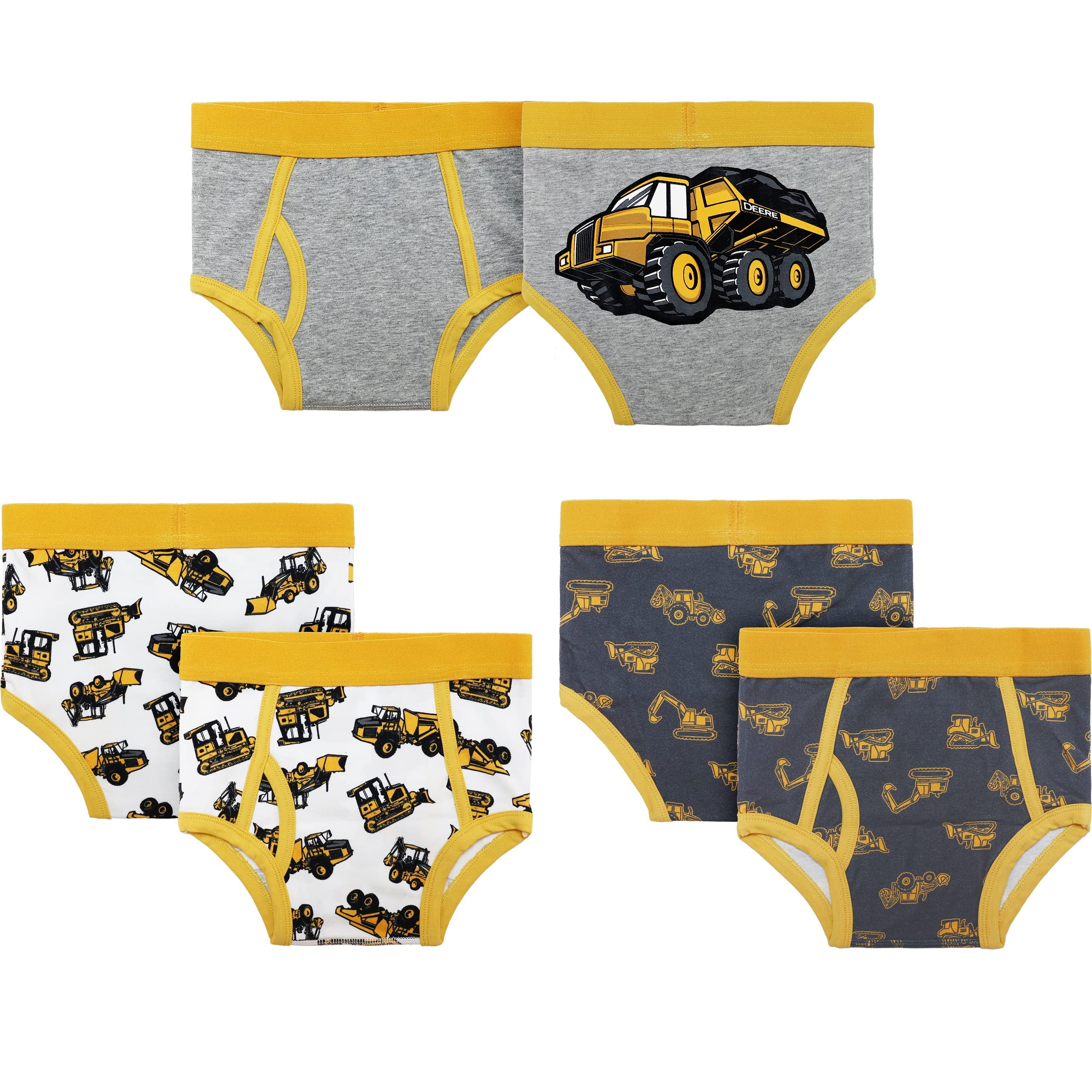 John Deere Boys' Toddler Child Underwear Brief, White Lite Heather Grey