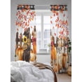thumbnail image 3 of Sheer Curtains 96 inches Long, Fall Theme Funny Dog Pumpkin Maple Leaf Black White Plaid Light Filtering Sheer Window Curtains Rod Pocket Voile Drapes for Bedroom Living Room, 52"W x 96"L 2 Panels, 3 of 7