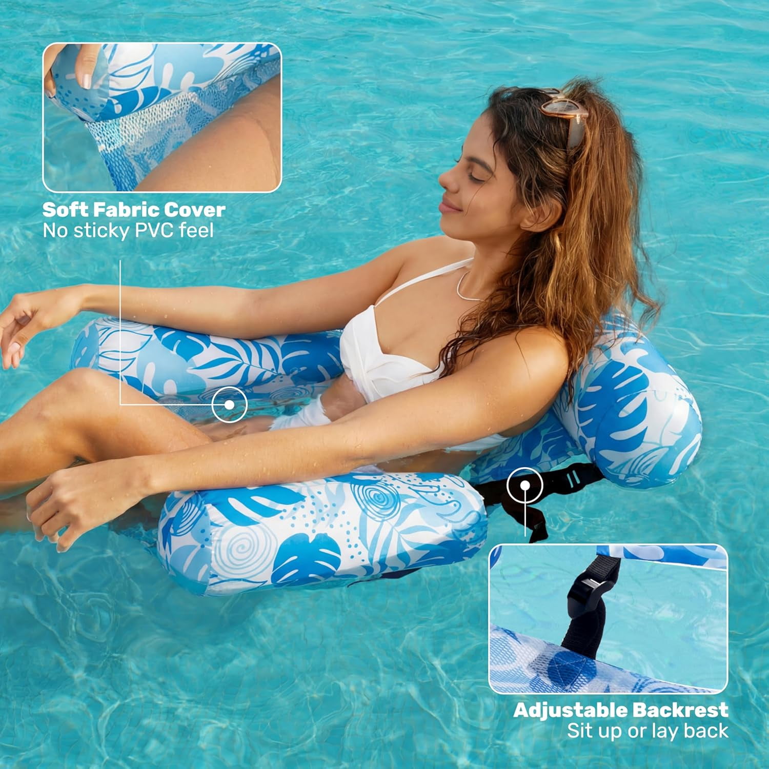 Inflatable Pool Floats Adult,2 Packs Floating Lounge Chairs,Blow up Pool Noodles for Adult Heavy Duty,Floating Chair for Party Summer Water Beach Lake Fun