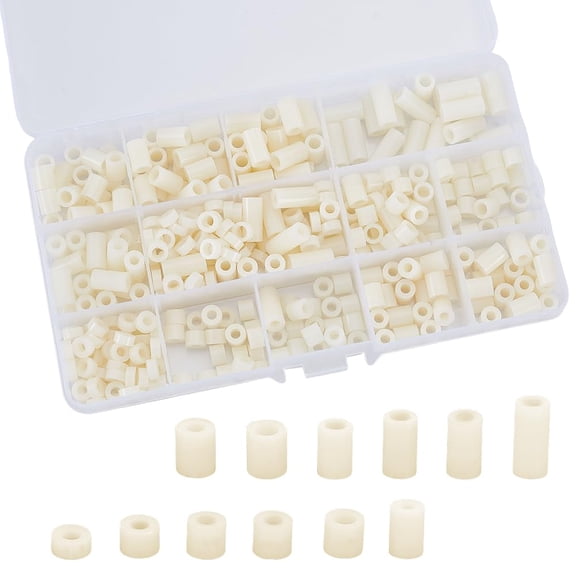 360Pcs 12Sizes White Round Spacer Assortment Kit M3 M4 Screws Electrical Outlet Screws Spacers Round Washers