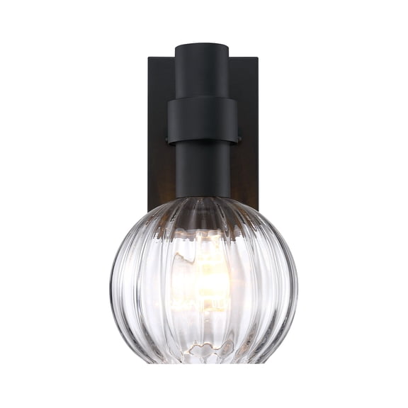 Fernwood 7.5 in. 1-Light Black Outdoor Wall Sconce Light for Porches