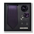 thumbnail image 2 of Synzerm Mens Tie Set 5 Pcs Solid Color Necktie, Pocket Square, Corsage, Brooch, Tie Clip, Tie Gift Box, 2 of 2