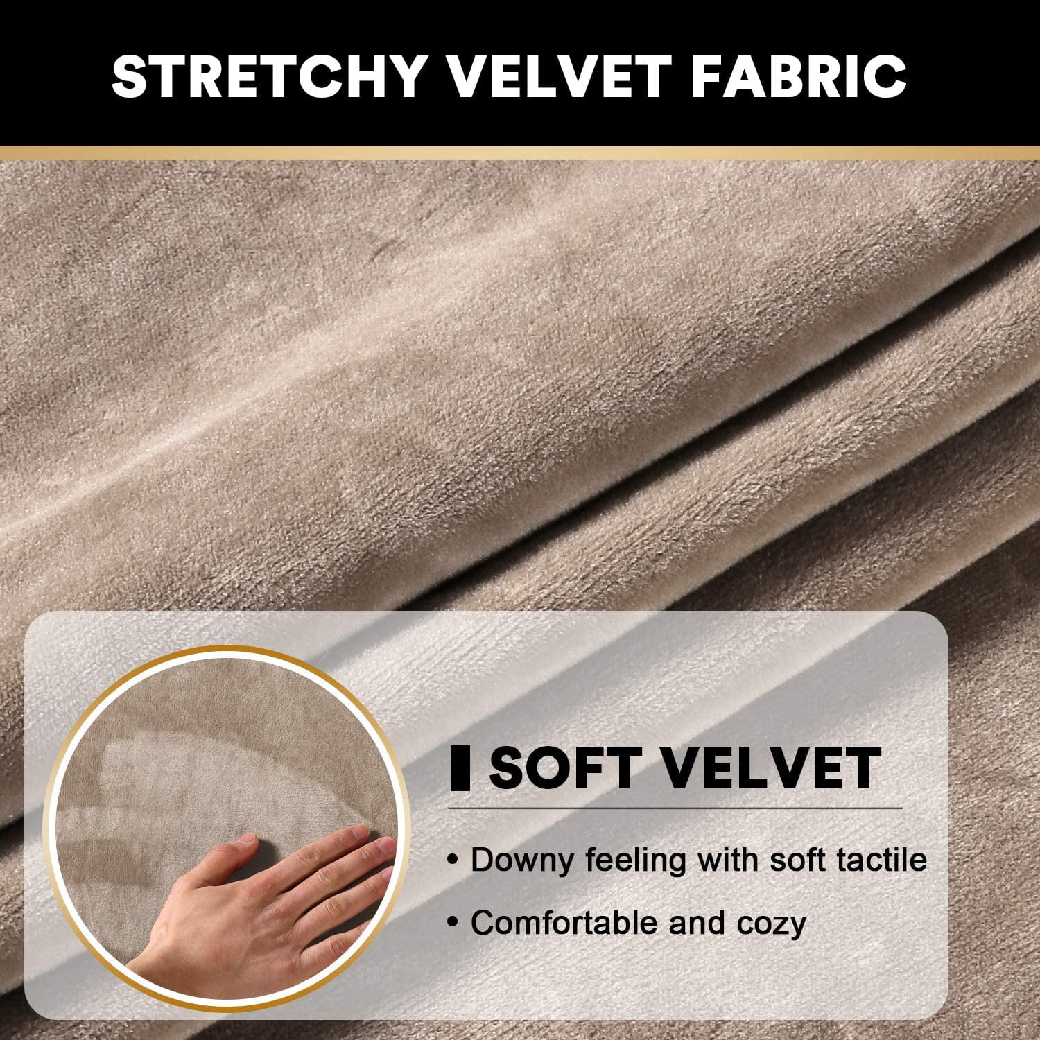 Velvet Stretch Couch Cushion Cover Plush Cushion Slipcover for Chair Sofa Cushion Furniture Protector Seat Cushion Sofa Cover Set of 3