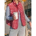 thumbnail image 6 of Women Checkered Vest Sleeveless Winter Fleece Jacket High Neck Zip Up Plaid Gilet with Chest Pocket Red M, 6 of 9