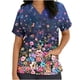 thumbnail image 1 of ICHUANYI Clearance Women Short Sleeve V-neck Tops Uniform Printed Pockets Blouse Nursing(Multicolor, XXL) ICHUANYI WER2023080910070, 1 of 5