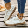 thumbnail image 2 of Women's Retro Gum Sole Fashion Sneakers-Lace Detail Casual Retro Walking Shoes-Gum Sole Casual Tennis-Anti Slip Trainers, 2 of 9