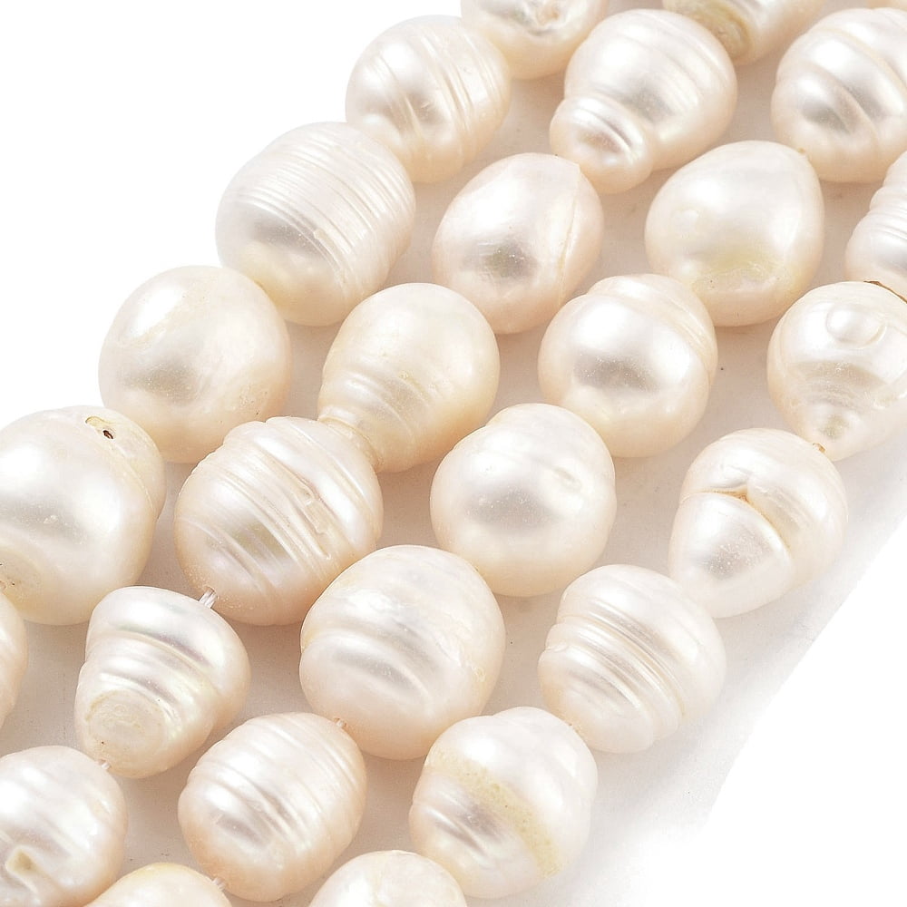 4strands Cultured Freshwater Pearl Beads Strands Grade AB Rice Snow 12~15mm Hole: 0.7mm about 14pcs/strand 7.28~7.09''(18~18.5cm)