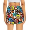 thumbnail image 4 of Uemuo American Football Pattern Women's Athletic Shorts High Waisted Running Shorts with Liner Pockets Gym Elastic Workout Shorts-Medium, 4 of 9