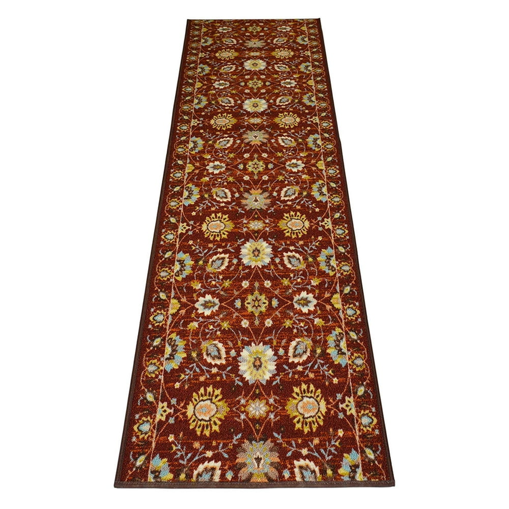 Custom Size Skid Resistant Runner Rug Burgundy Mahal Persian Oriental Cut to Size Roll Rug