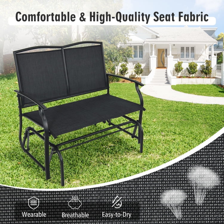 Aimee Lii Outdoor Double Chair, Patio Glider Bench, Porch, Backyard, Sturdy, Black Aimee Lii Outdoor Double Chair, Patio Glider Bench, Porch, Backyard, Sturdy, Black