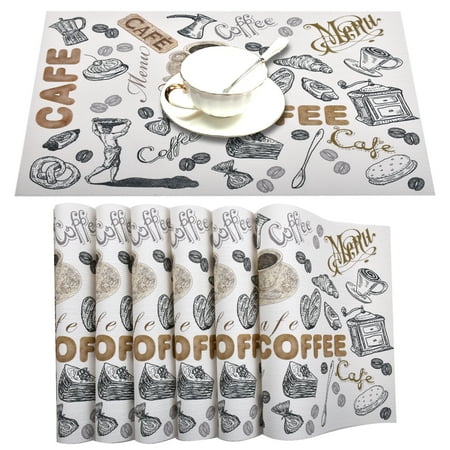 

Stcomart Placemats Set of 6 for Table - 12in x 18in - Coffee - PVC and PET Blend