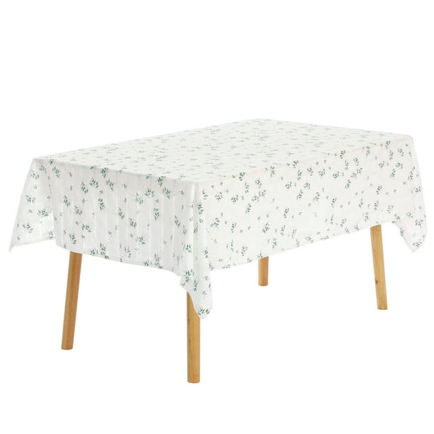 Mantel rectangular floral de REGALWOVEN, cubre mesa de algodón y lino, lila blanco 55"x71"