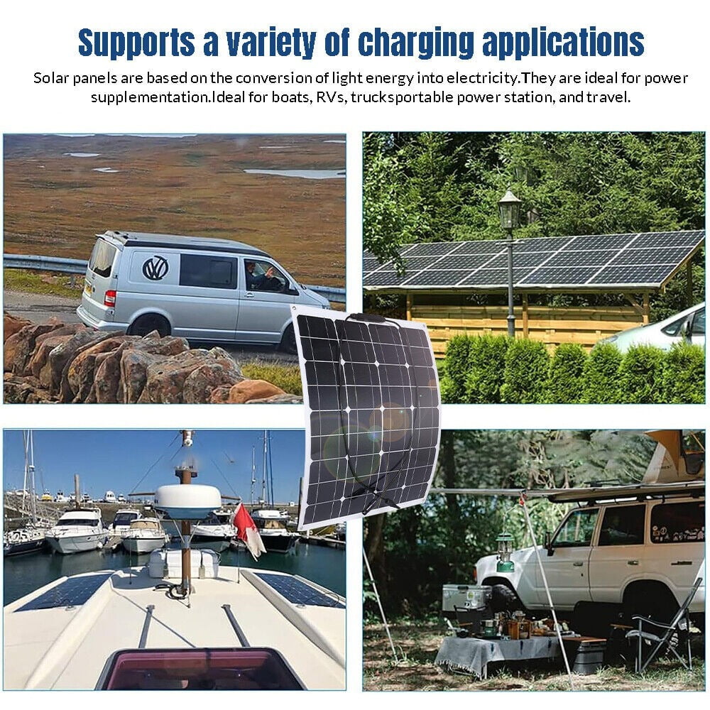 Semi-Flexible Solar Panel 100W 12V Bendable Thin Film Monocrystalline for Caravan RV Boat Camper Trailer