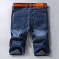 thumbnail image 3 of Men Denim Shorts Summer New Style Thin Section Elastic Force Slim Fit Short Jeans Male Brand Clothing Black Blue, 3 of 6