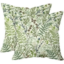 Green Plant Throw Pillow Covers 18x18 Inch Set of 2 Sage Green Botanical Leaf Pillow Covers Vintage Floral Cushion Cover Farmhouse Waterproof Decor for Living Room Bedroom Sofa Patio Outdoor