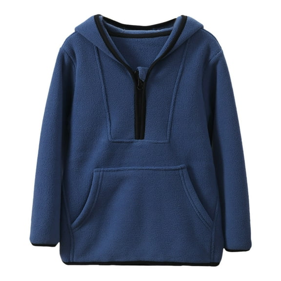 Hjtefg Kids' Polar Hoodie - Warm Winter Sweatshirt for Boys & Girls,Color: Dark Blue Size: 8-10 Years