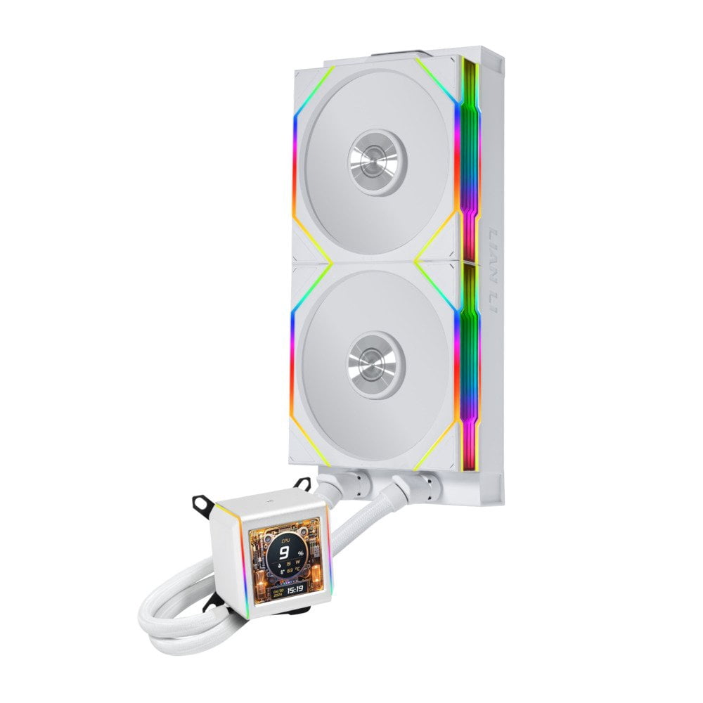 Lian Li GA2ALCD28TLW 280mm AIO Liquid CPU Cooler 2 x 140mm RGB Fans 2.88" IPS LCD White