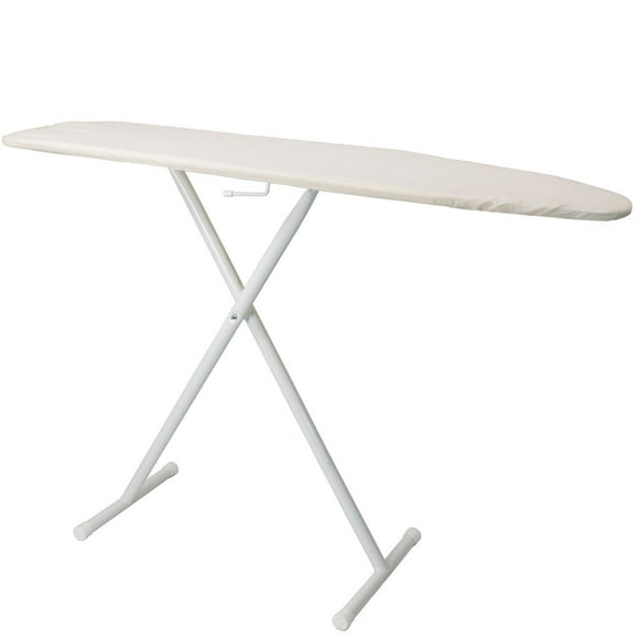 Hospitality 1 Source IHBCDSF11 Full Size Ironing Board w/ Light Khaki Cotton Cover - 53"L x 14"W x 36"H, White Steel Legs- Case of 4