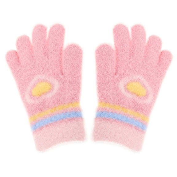 1 Pair Toddler Knitted Gloves Kid Winter Stretchy Mittens Soft Lightweight Mittens Heart Five-Finger Gloves For Autumn Boys Girls Aged 3-5