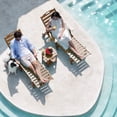 thumbnail image 2 of Wood Look HDPE Outdoor Chaise Lounge Chair, Rolling Pool Lounger, Aqua, 2 of 7
