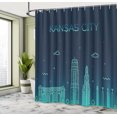 thumbnail image 4 of Ambesonne Kansas City Shower Curtain, Linear Style Cityscape, 69"Wx84"L, Dark Seafoam and Violet Blue, 4 of 4