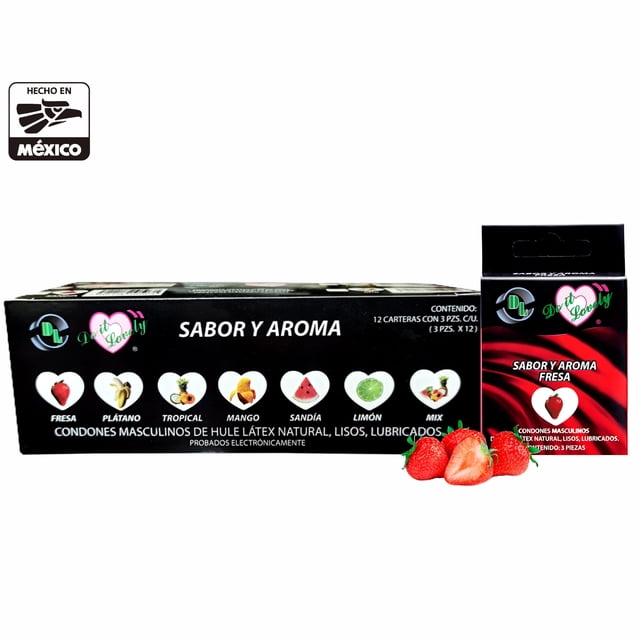 Condon Dl Aroma Y Sabor fresa Caja Con 12 Carteras, Cartera Con3pz