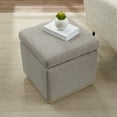 thumbnail image 5 of Linon Elta Square Storage Ottoman, Light Gray Sherpa, 5 of 9