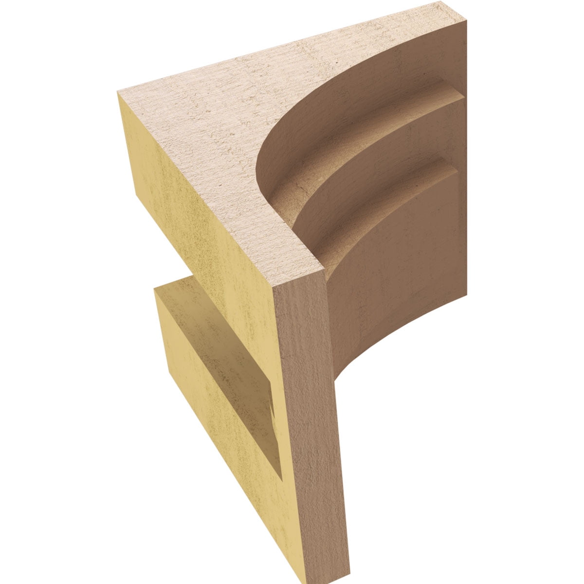 6"W x 6"D x 6"H Wide Rockford Rough Cedar Woodgrain TimberThane Corbel, Primed Tan