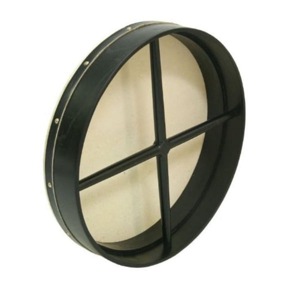 bodhran, 18"x3.5", fixed, black, cross