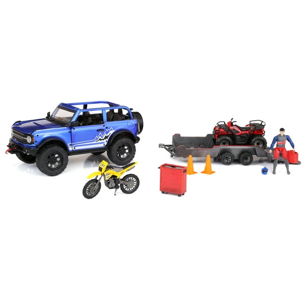 Adventure Force Metal Vehicle Deluxe Playset Bronco Truck, ATV, Dirt