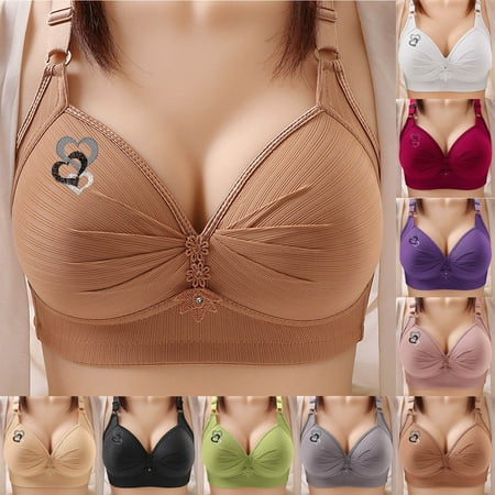 TAGOLD Summer Womens Bras Clearance,Plus Size Bras for Women,Woman's Solid Color Gathered Together Large Size Daily Bra Underwear No Rims