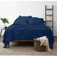 thumbnail image 2 of 25-INCH EXTRA DEEP POCKETS - Pure Organic Cotton Sheets - Short King Size, Medium Blue Color, Bedsheet 1000-Thread-Count, 2 of 7