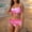 Hot Pink, variant on Women's Adjustable Spaghetti Straps Strappy Bikini Swimsuits, 3 Pieces Triangle Bottoms with Mesh Skirt Bathing Suit Hot Pink L