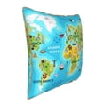 thumbnail image 2 of Fotbe World Map With Animals Landmarks Pattern Velvet Decorative Throw Pillow Covers with Elegant Piping, Soft Plush Cushion Cover for Sofa, Bed, Car, Office-18"x18", 2 of 8