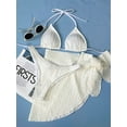 thumbnail image 3 of SEARIPE Women 3 piece Swimwear Halter Triangle Bikini Swimsuit With Beach Skirt White M, 3 of 5