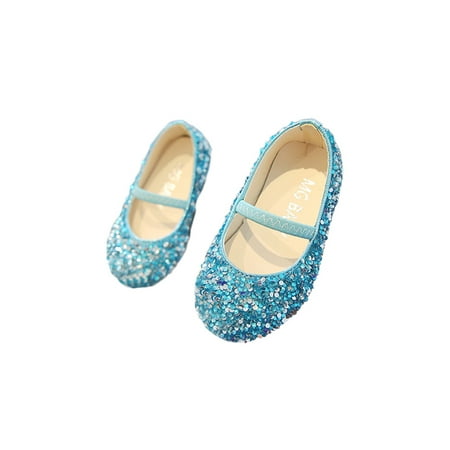 

Eloshman Kids Flats Slip On Mary Jane Sandals Comfort Dress Shoes Wedding Lightweight Ankle Strap Princess Shoe Casual Blue 10C