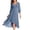 *Blue, variant on U Women's V-Neck 3/4 Puff Sleeve High Low Hem Chiffon Midi Dress Orange,Women's Plus S