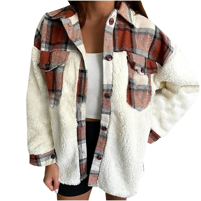 CEHVOM Veste pour Femmes en Laine d'Agneau Cardigan Chaud à Simple Boutonnage en Liquidation