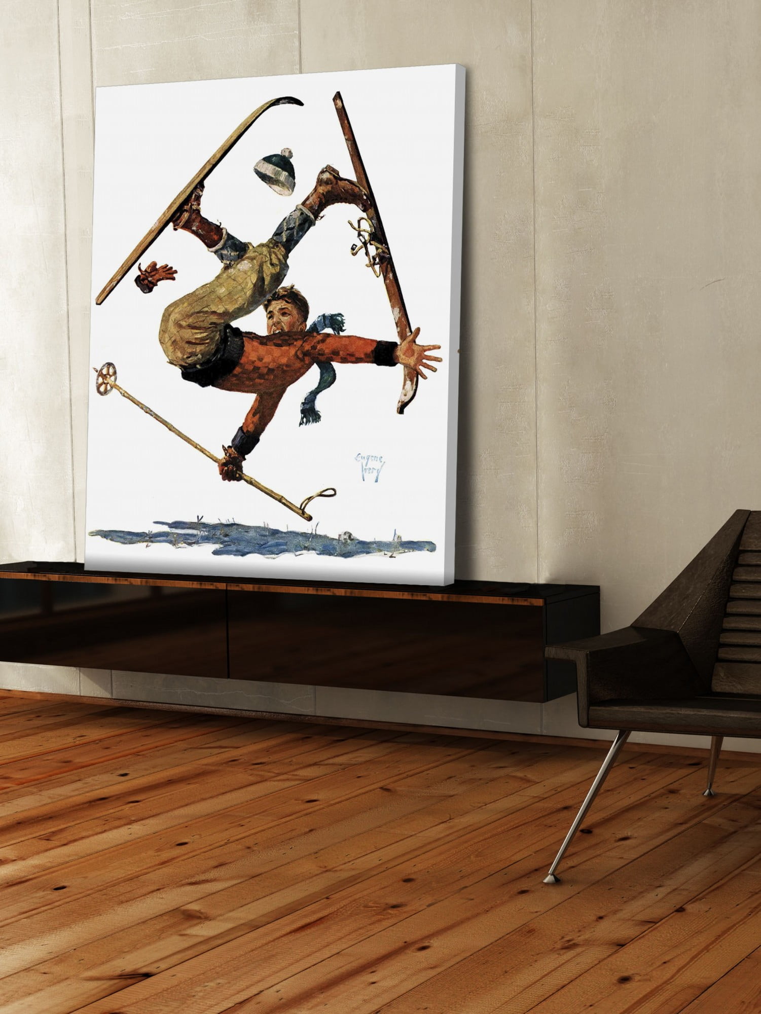 Marmont Hill Wipeout on Skis by Eugene Iverd Painting Print on Canvas