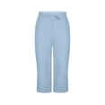 thumbnail image 6 of CBASIHI Womens Cotton Linen Capris with Pockets- Casual Elastic Waist Drawstring Summer Baggy Wide Leg Beach Pants Light Blue Size 2XL, 6 of 7